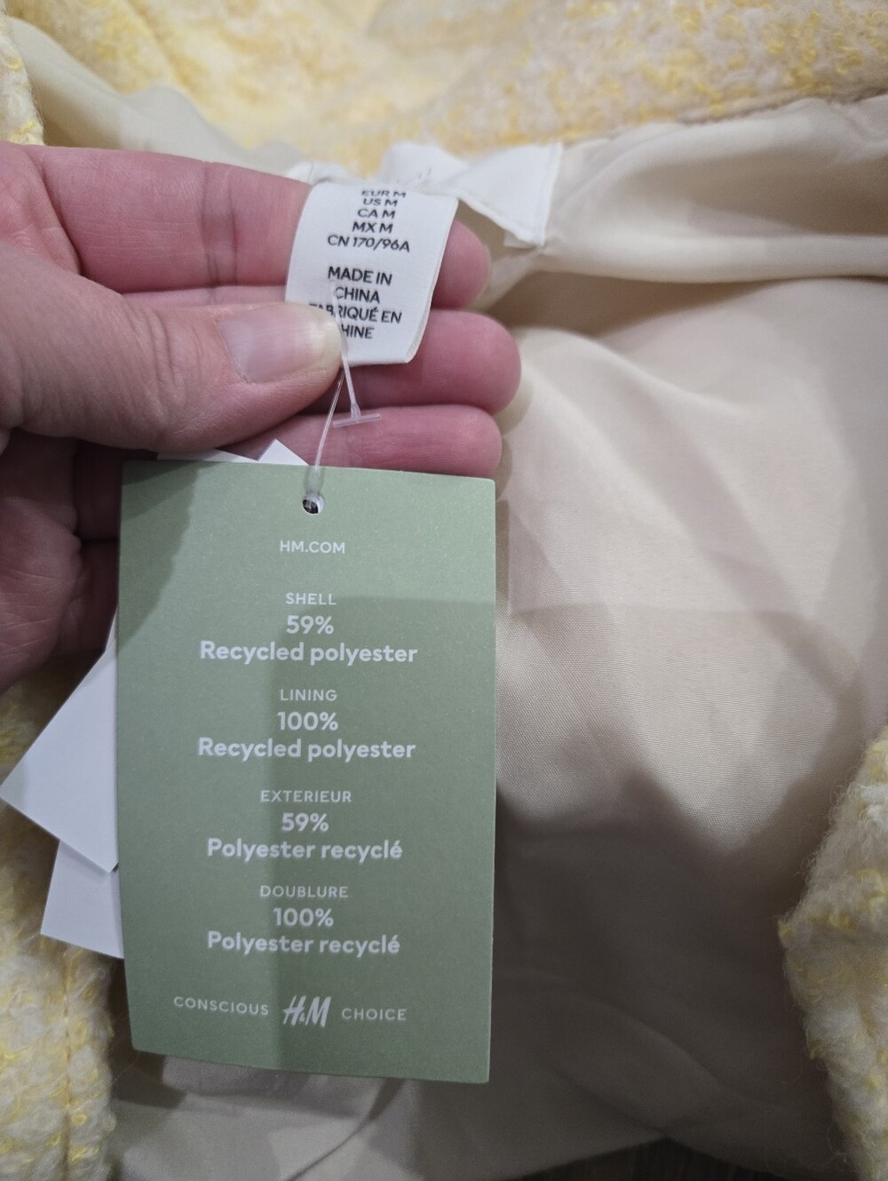 H&M Pale Yellow Bouclé Button-Up Jacket - Picture 4 of 5